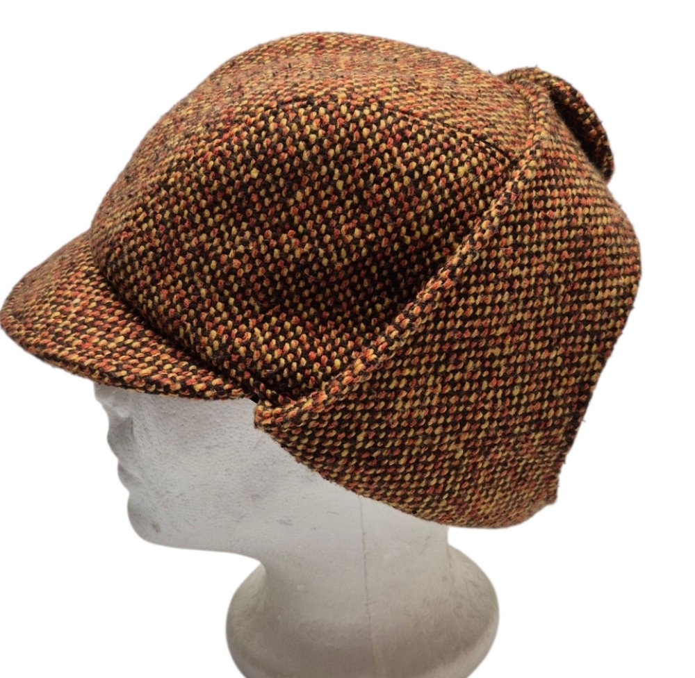 Stylish Tweed Newsboy Cap Deerstalker Wool Rayon Brown Orange Unisex